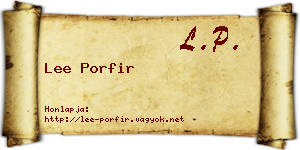 Lee Porfir névjegykártya